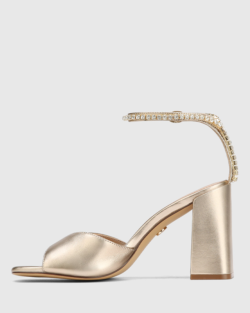 Rayne Champagne Metallic Leather Heel