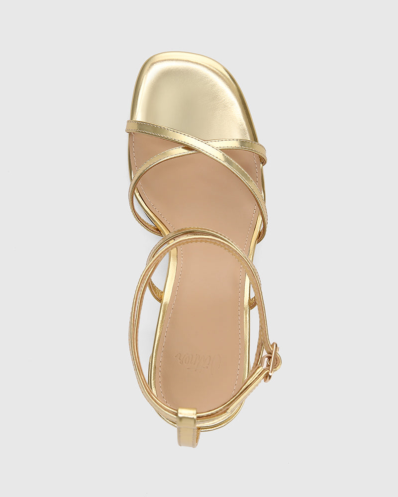 Remy Gold Metallic Leather Strappy Heel