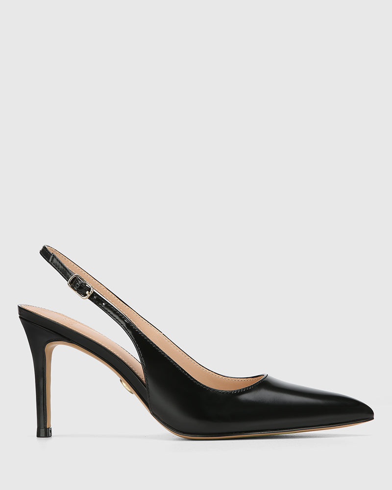 Riker Black Leather Slingback