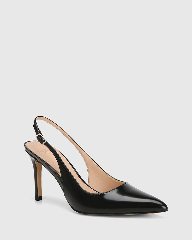 Riker Black Leather Slingback