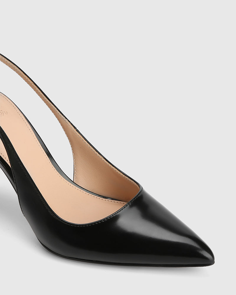 Riker Black Leather Slingback