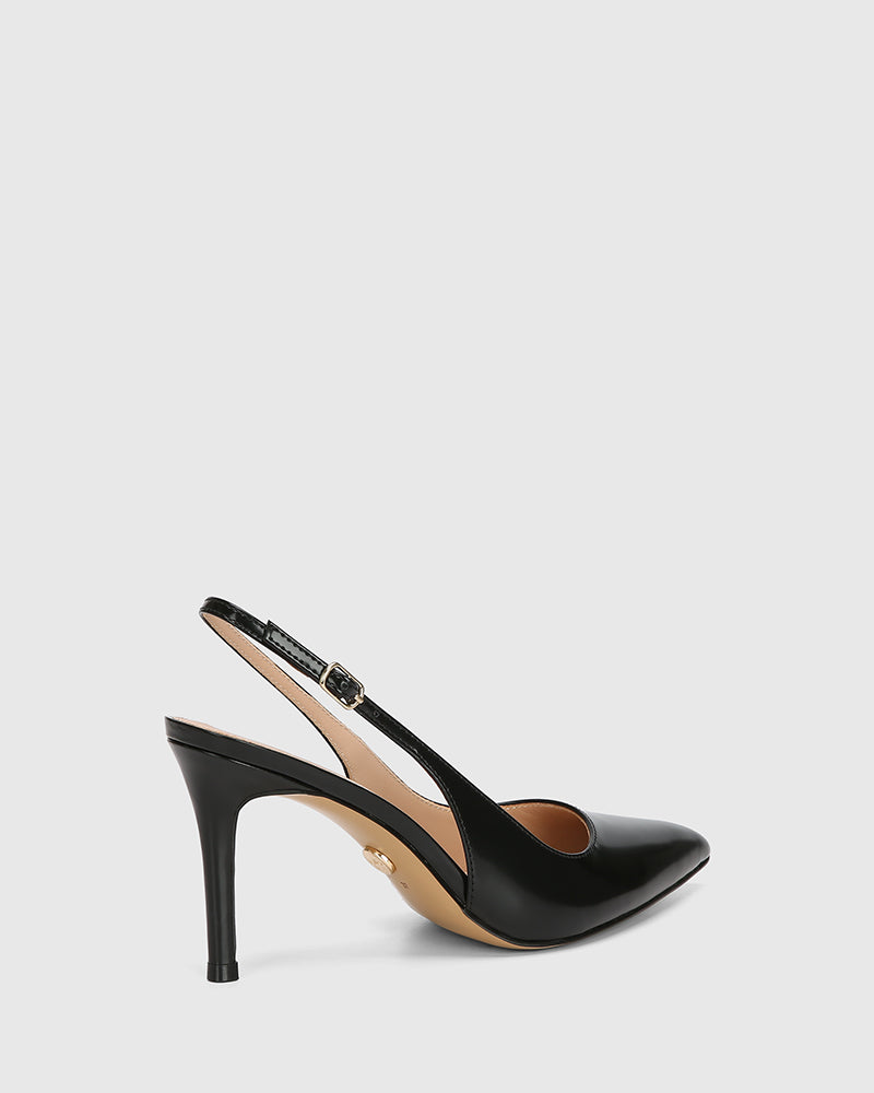 Riker Black Leather Slingback