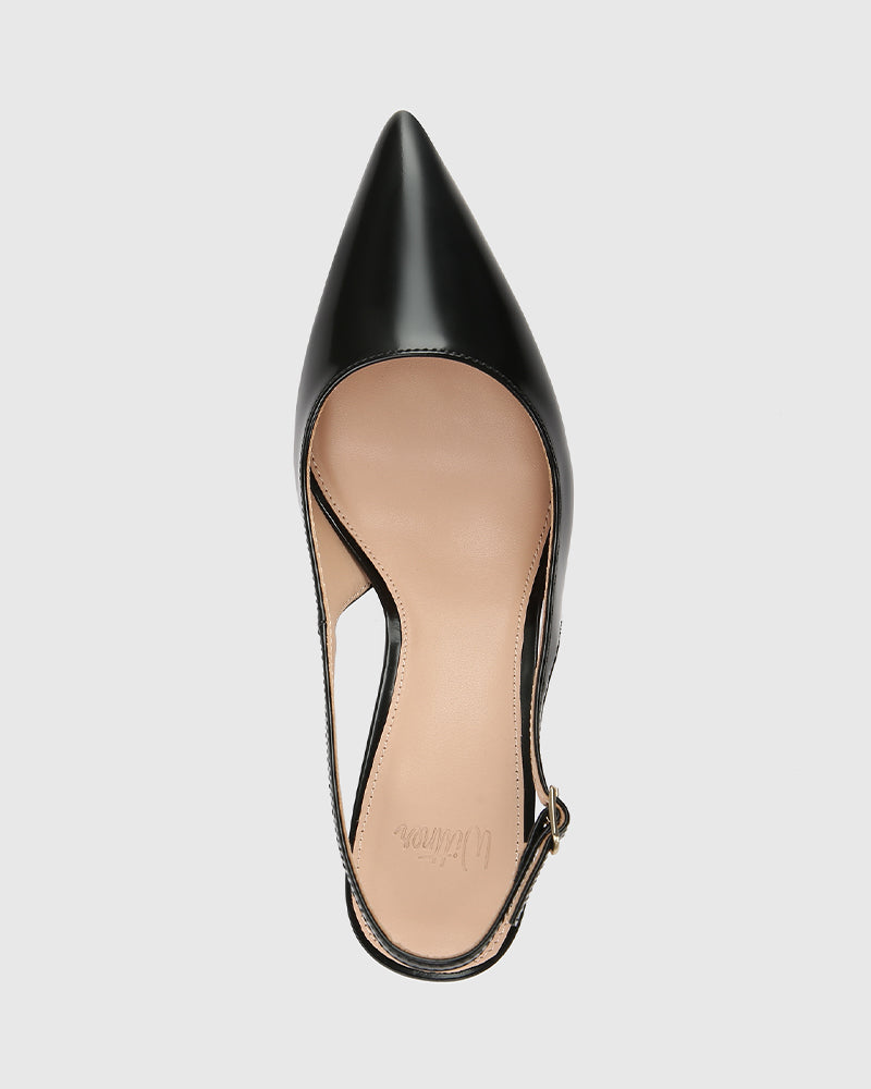 Riker Black Leather Slingback