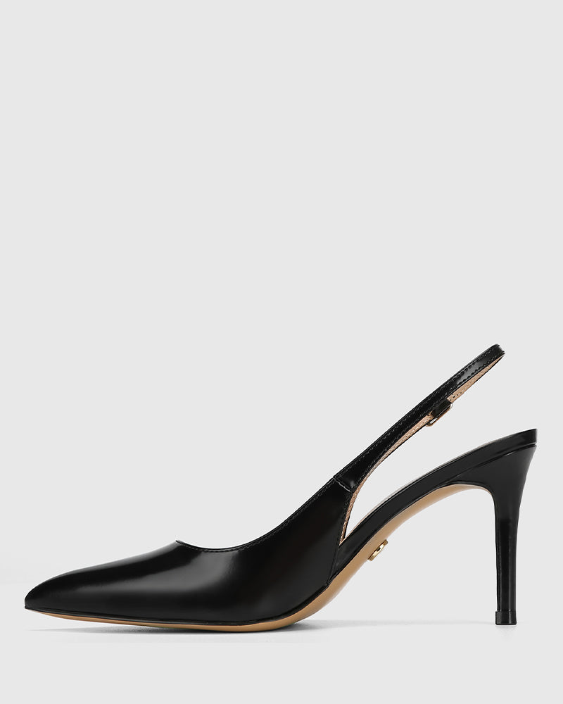 Riker Black Leather Slingback