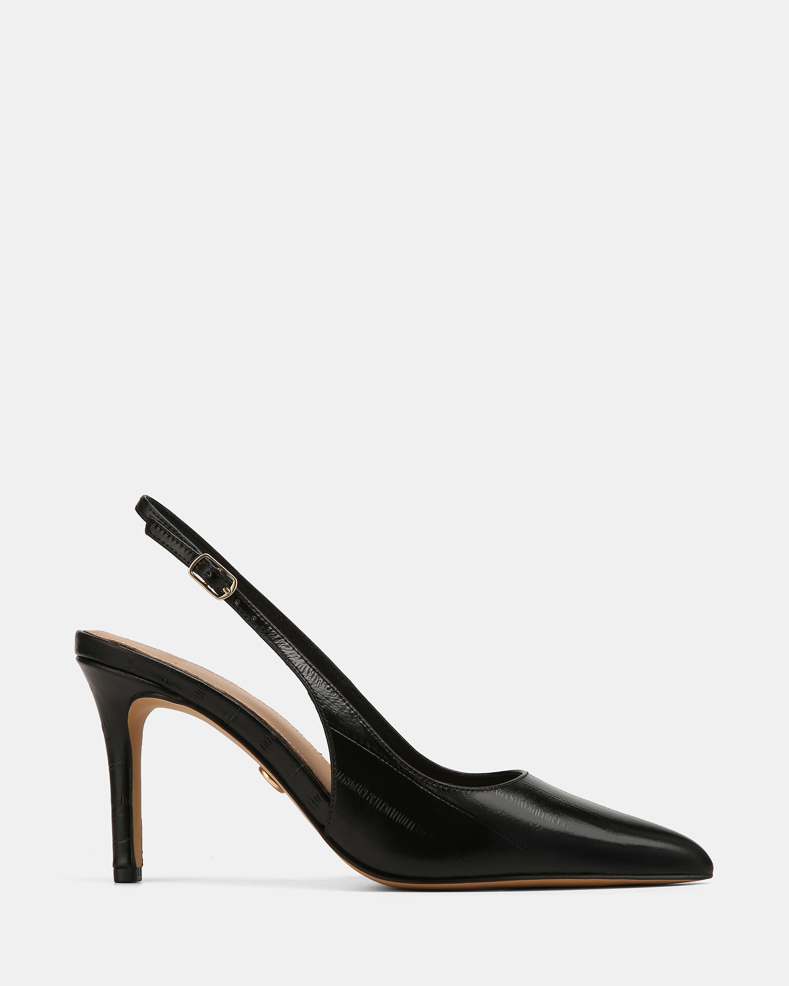 Riker Black Eel Leather High Slingbacks