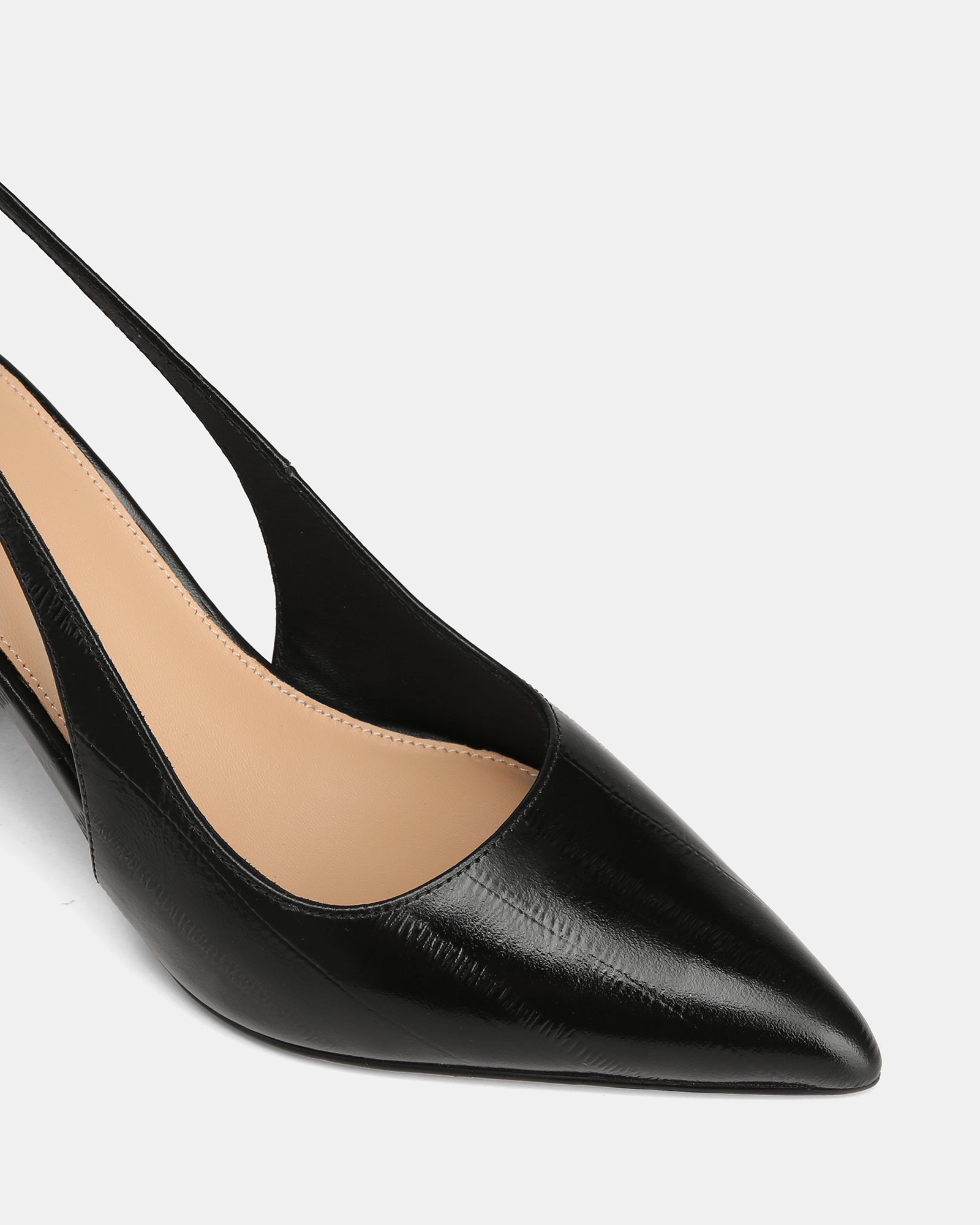 Riker Black Eel Leather High Slingbacks