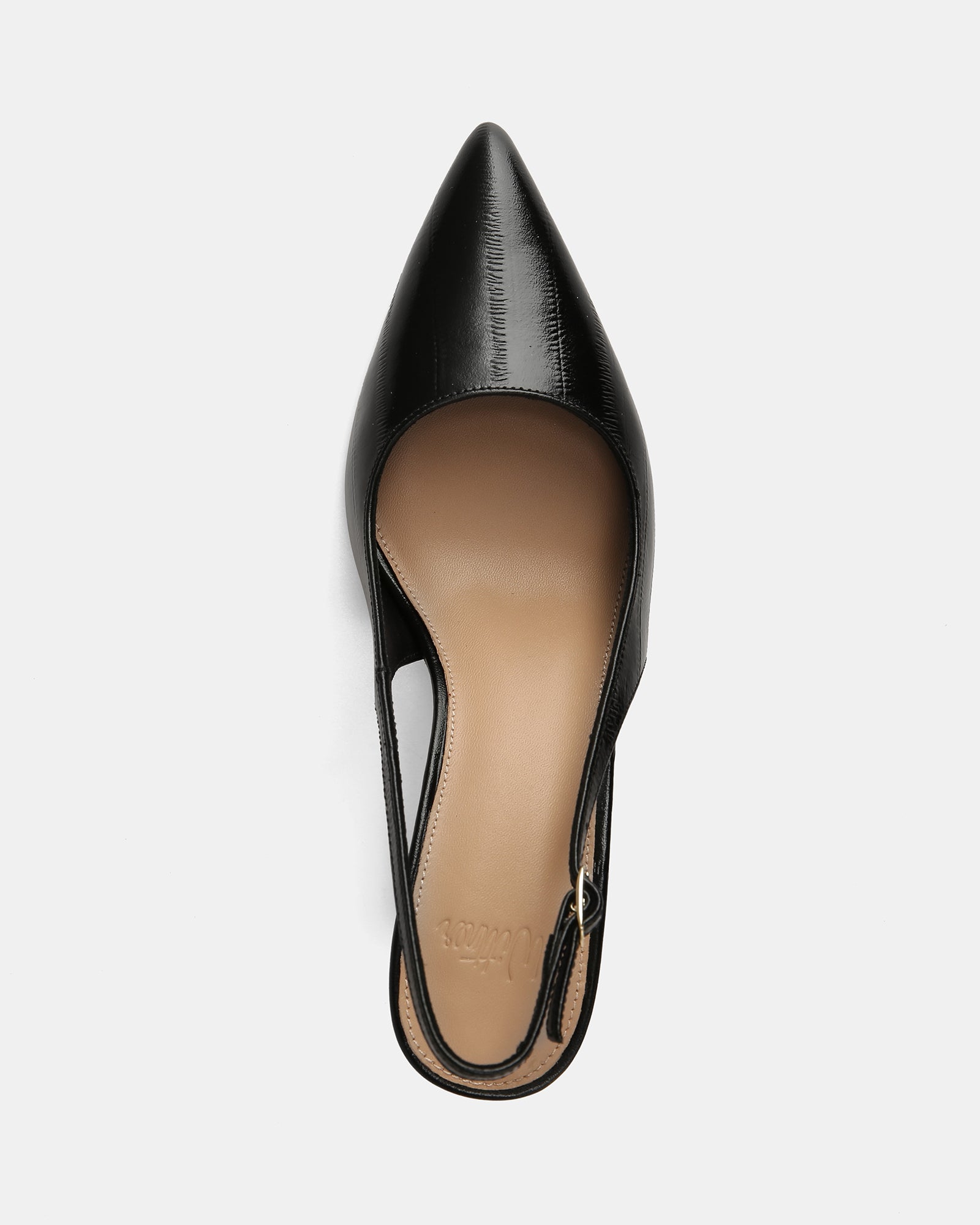 Riker Black Eel Leather High Slingbacks