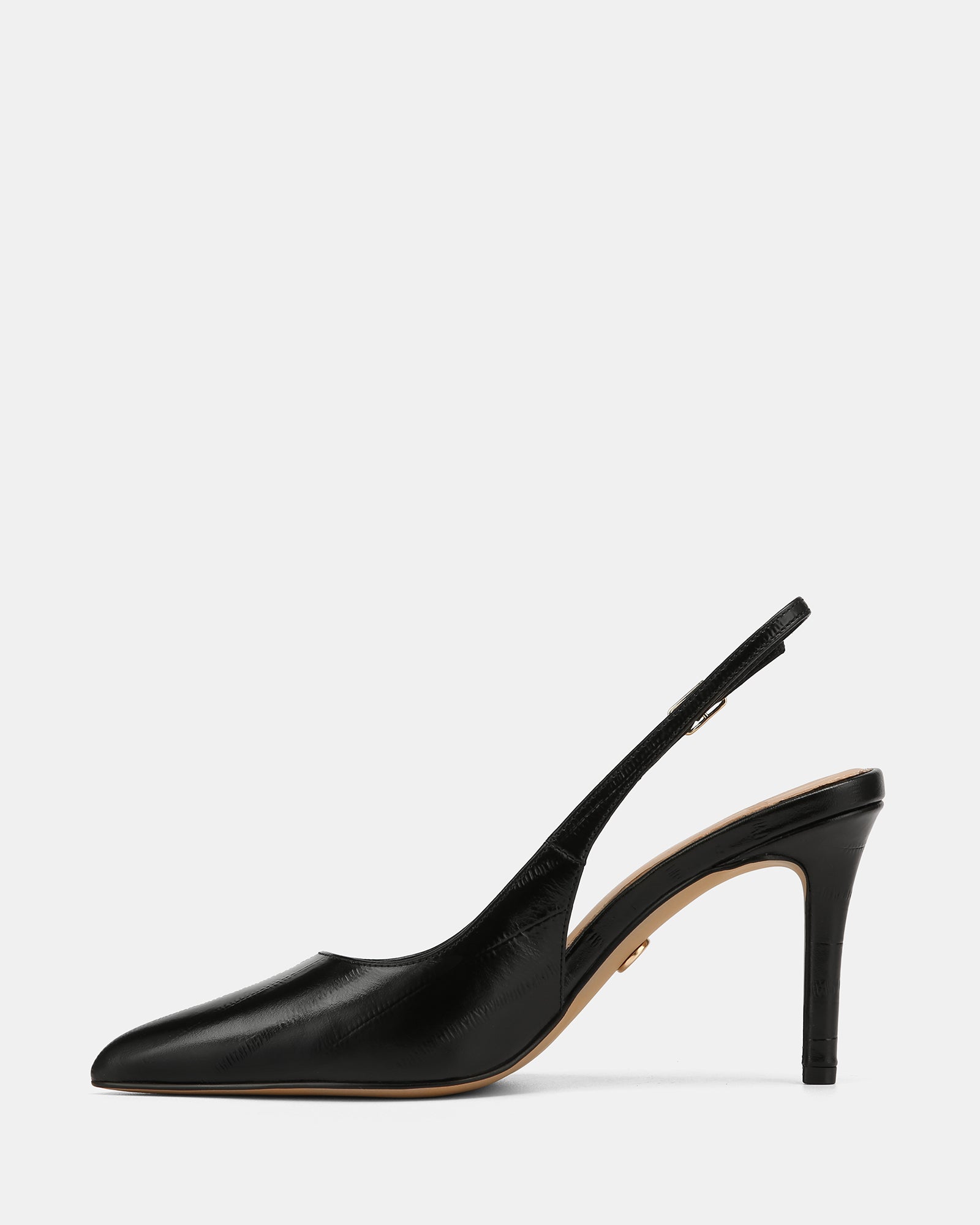 Riker Black Eel Leather High Slingbacks