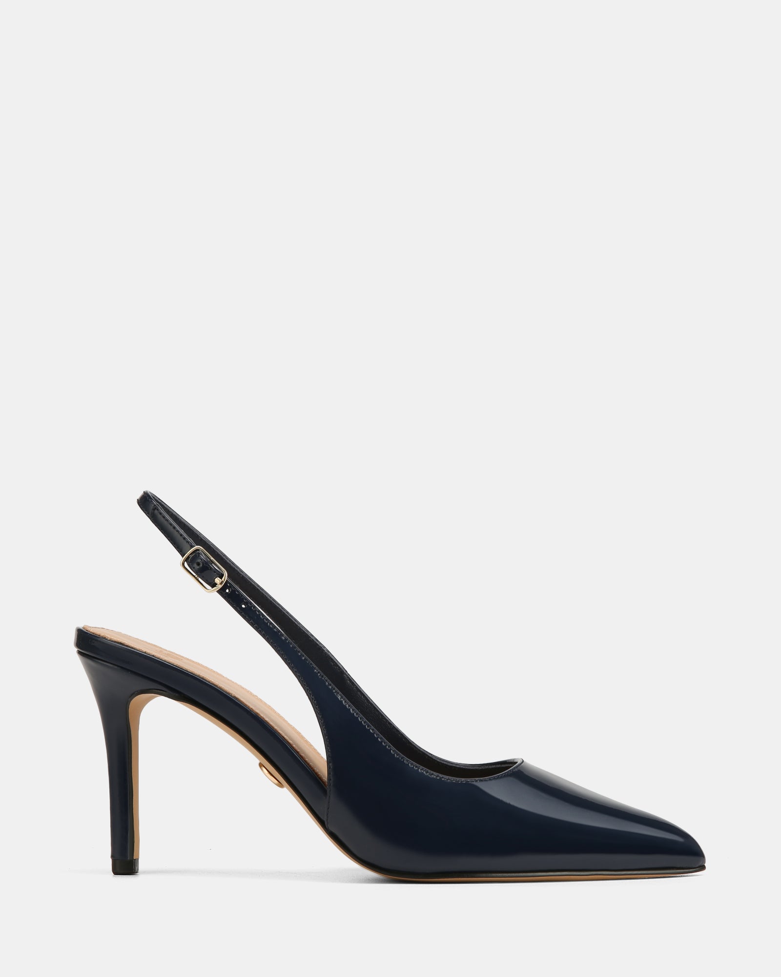 Riker Ink Navy Patent Leather High Slingbacks