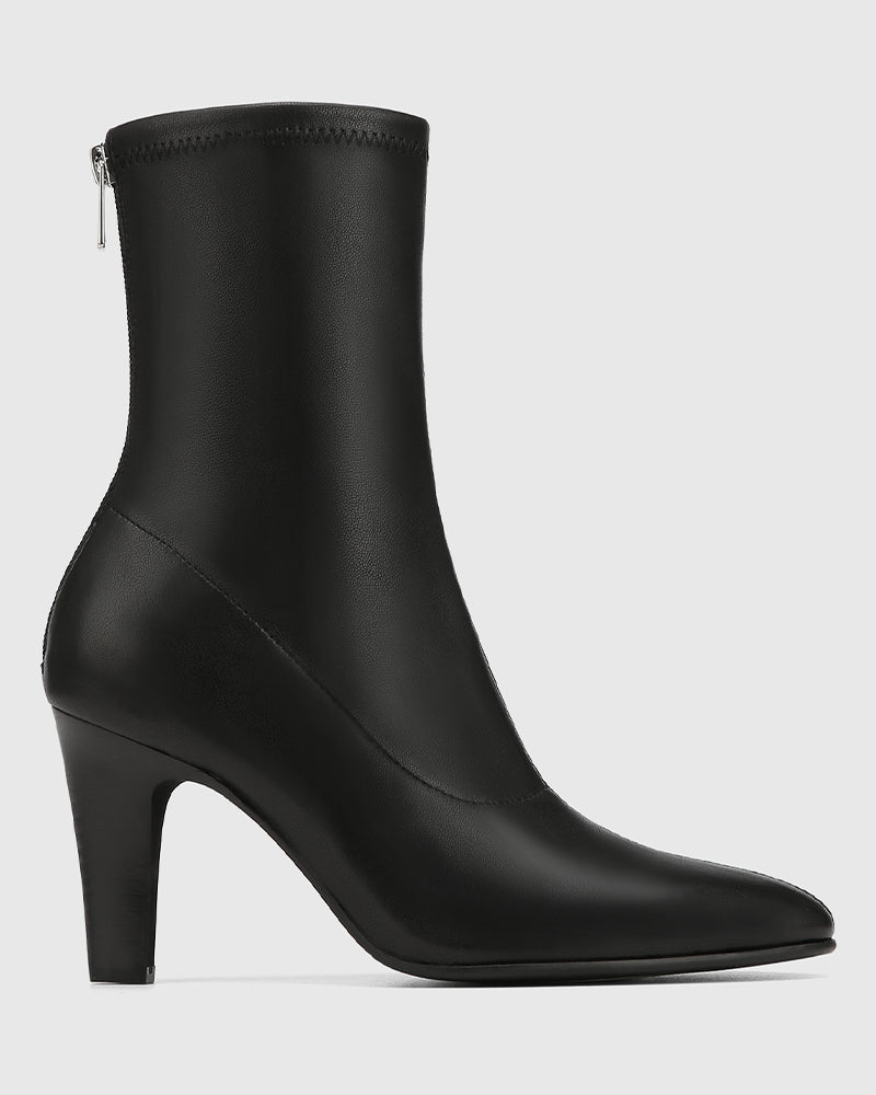 Rilee Black Stretch Leather Ankle Boot