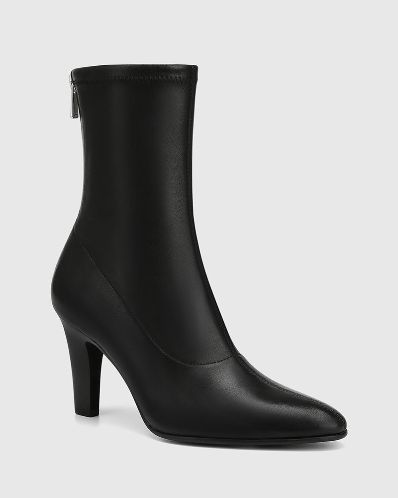Rilee Black Stretch Leather Ankle Boot
