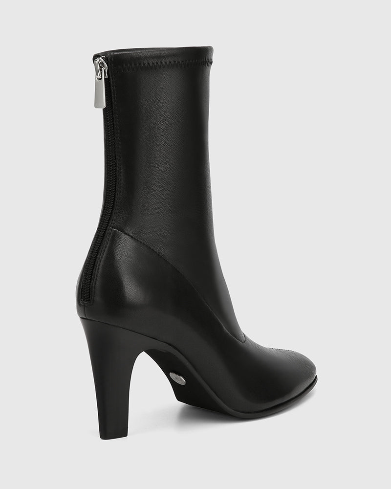 Rilee Black Stretch Leather Ankle Boot