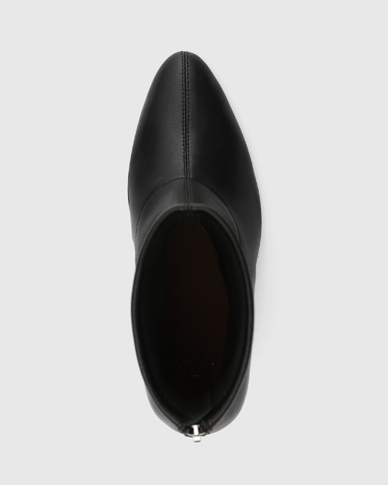 Rilee Black Stretch Leather Ankle Boot