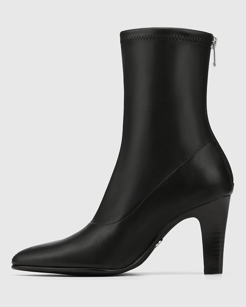 Rilee Black Stretch Leather Ankle Boot