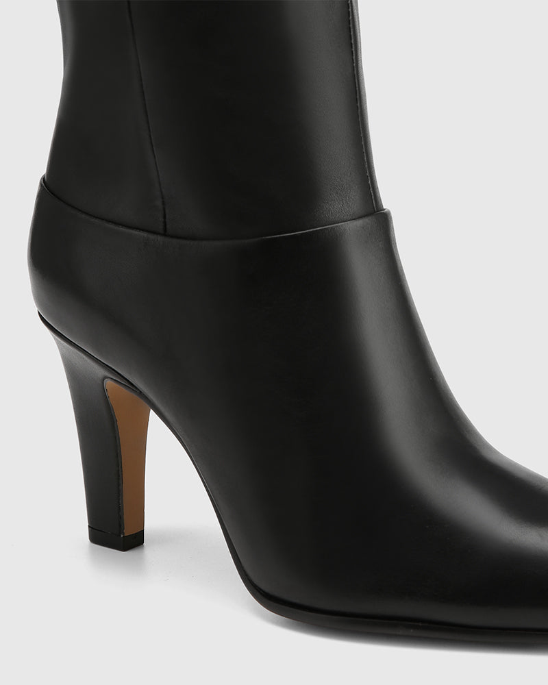 Riot Black Leather Over The Knee Boot