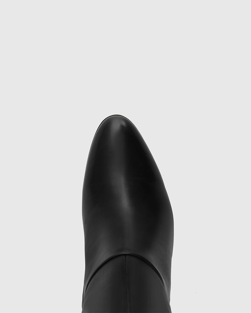 Riot Black Leather Over The Knee Boot