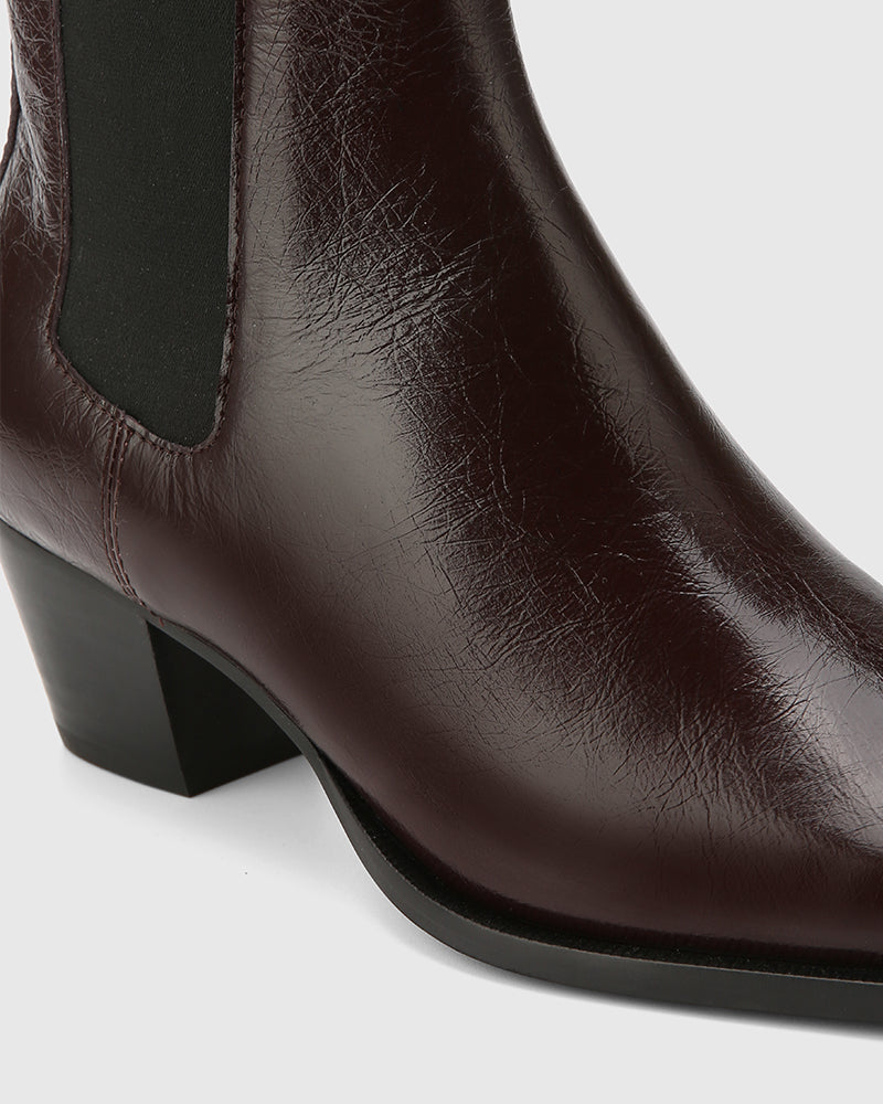 Ryde Raisin Crinkle Leather Ankle Boot