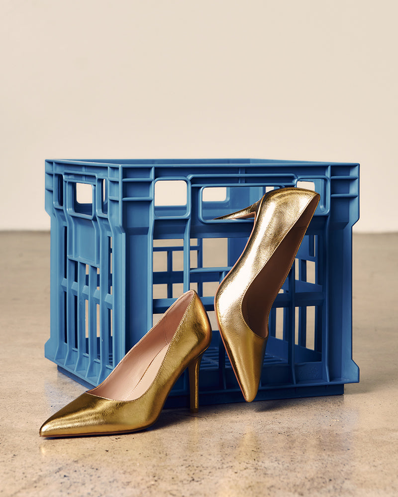 Ravyn Gold Metallic Leather Pump