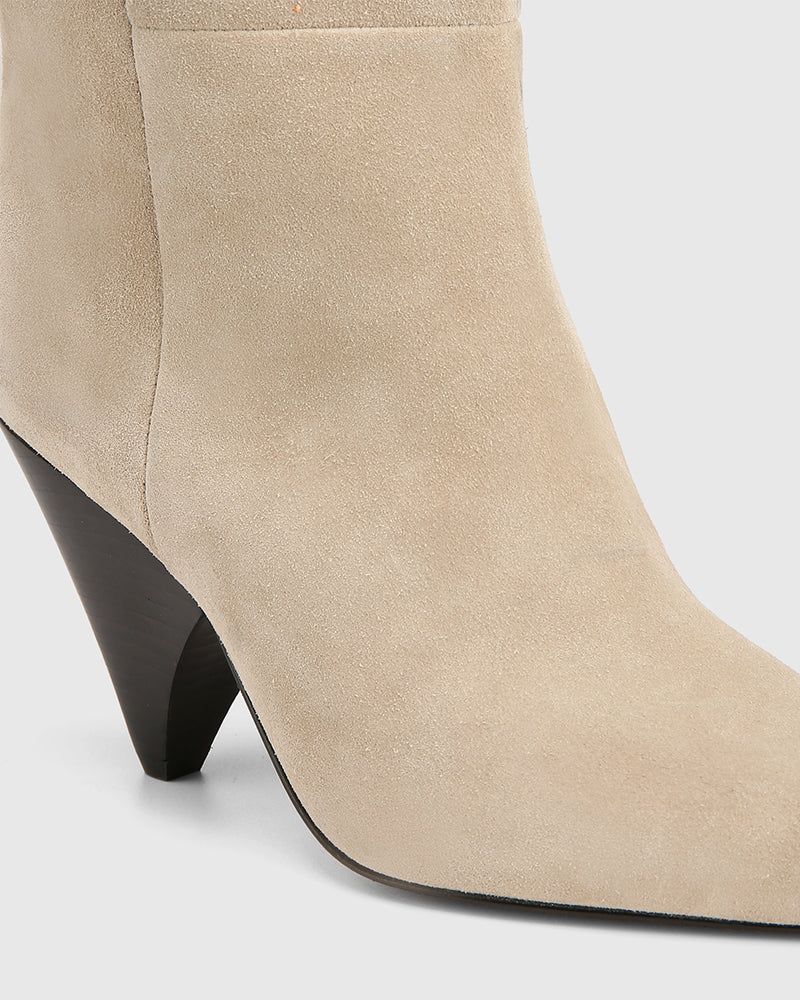 Selena Ivory Suede Leather Knee High Boot