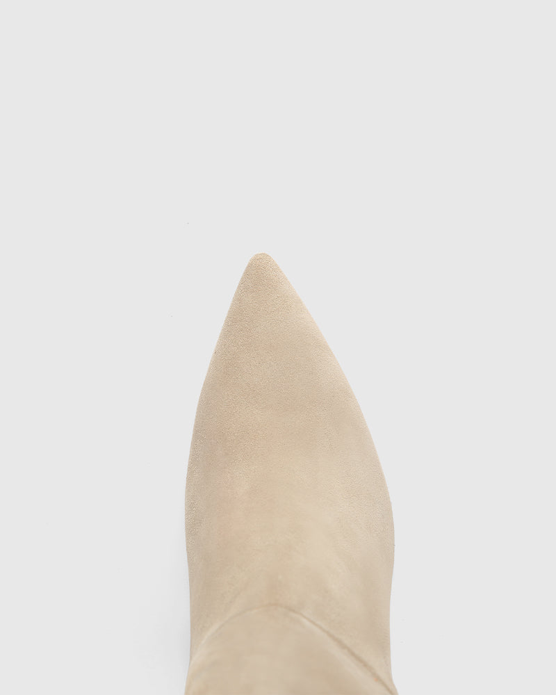 Selena Ivory Suede Leather Knee High Boot