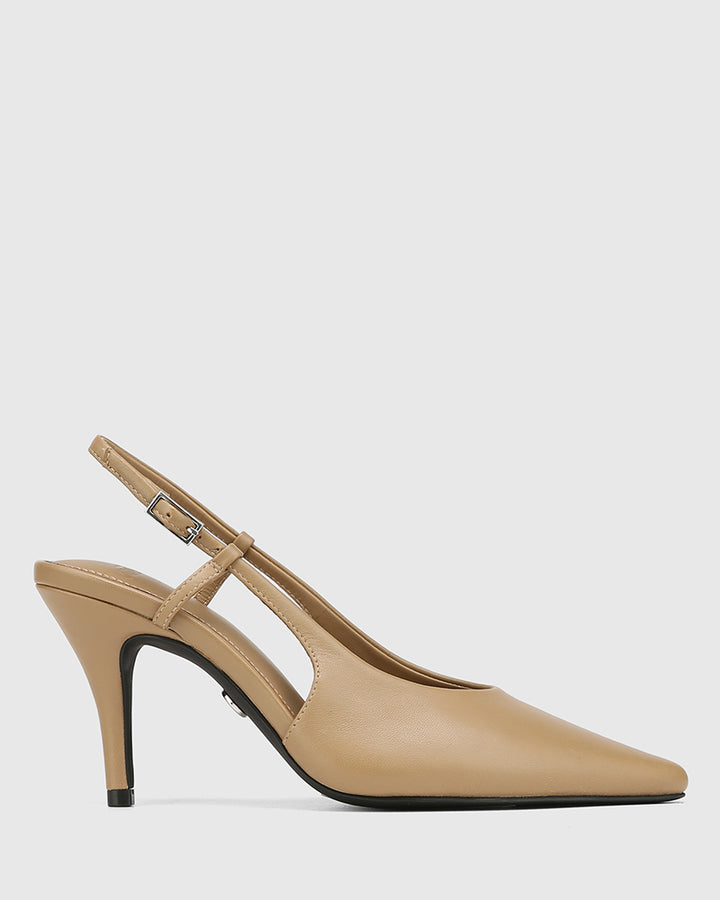 Sella Taupe Leather Slingback