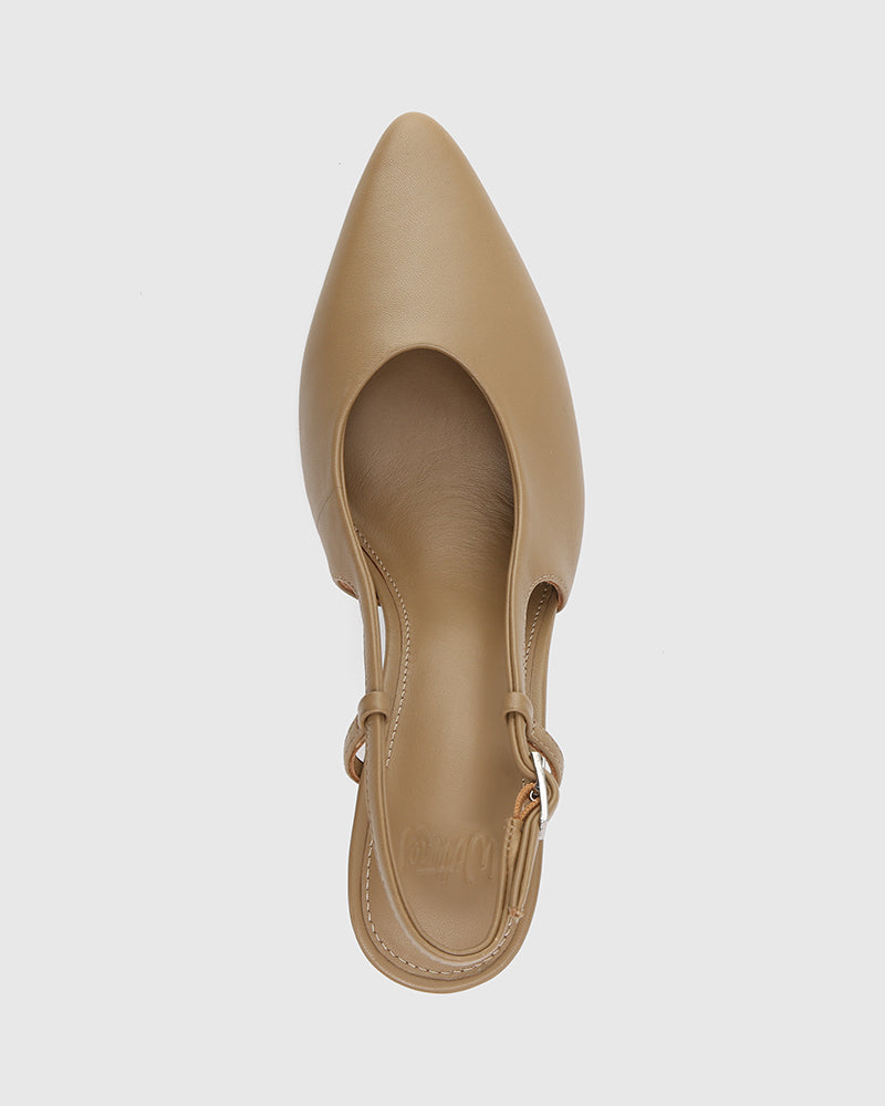 Sella Taupe Leather Slingback