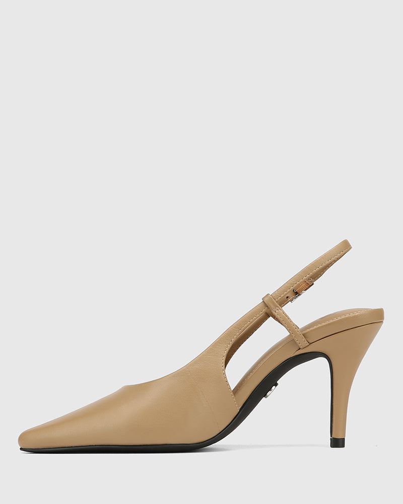 Sella Taupe Leather Slingback