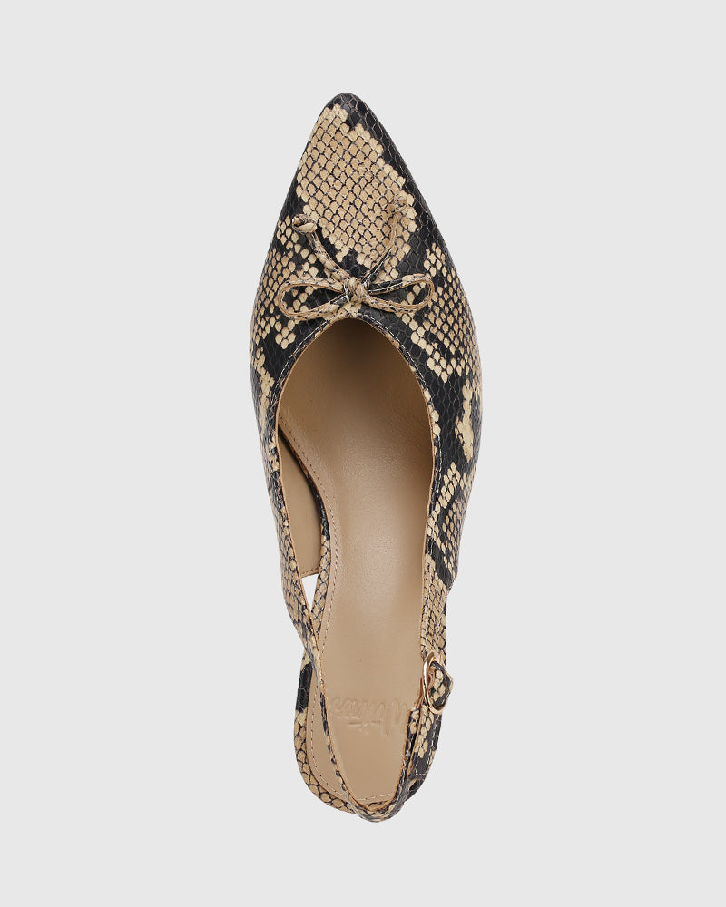 Sivan Ecru Multi Snake Embossed Leather Slingback