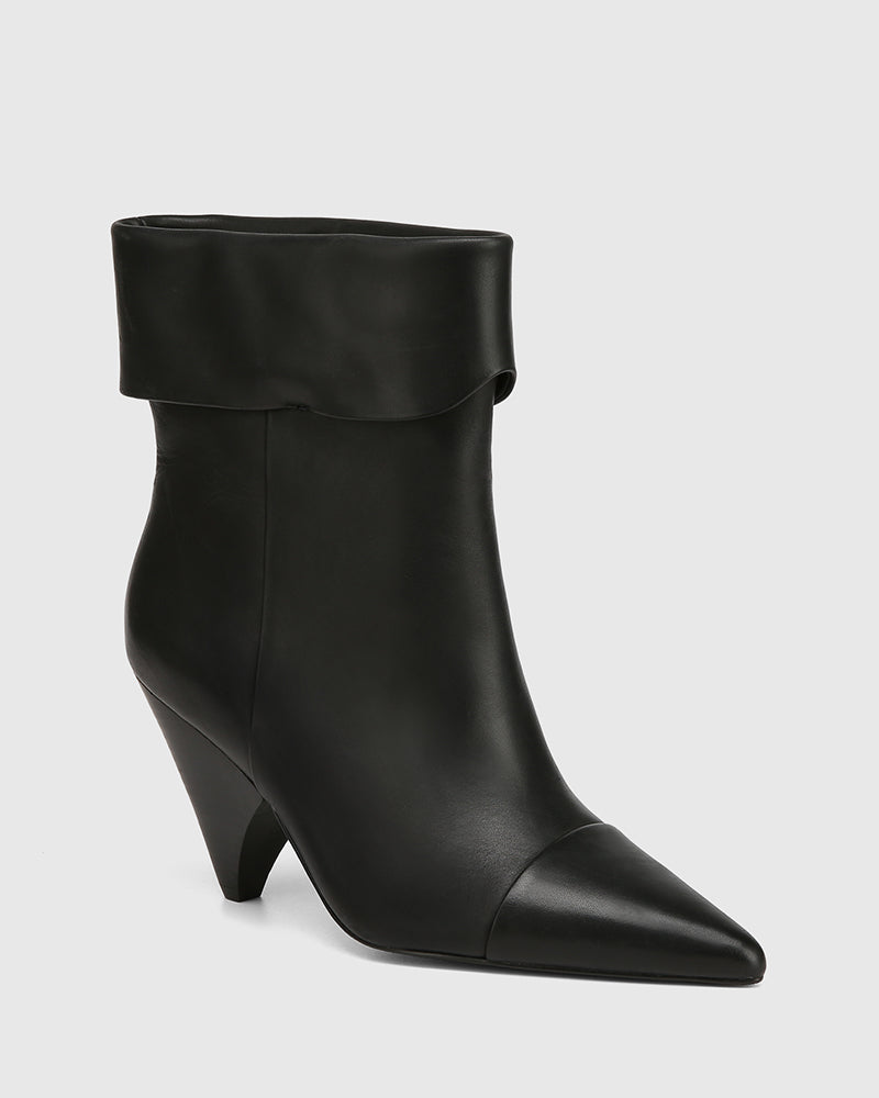 Somerton Black Leather Ankle Boot