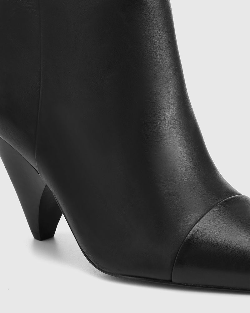 Somerton Black Leather Ankle Boot