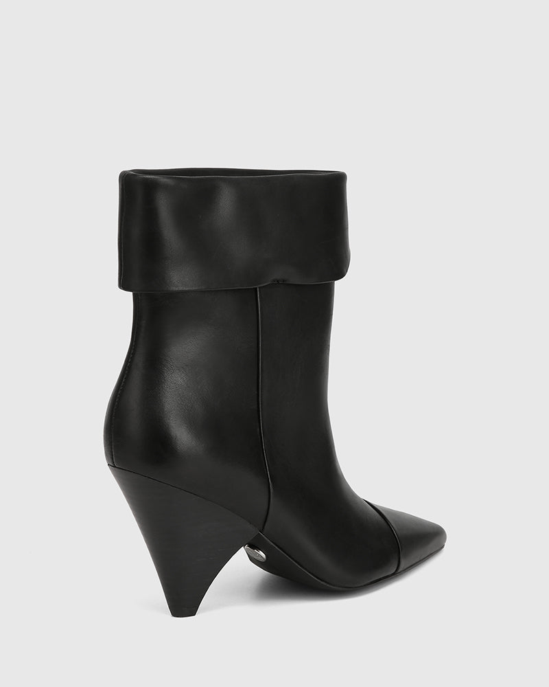 Somerton Black Leather Ankle Boot