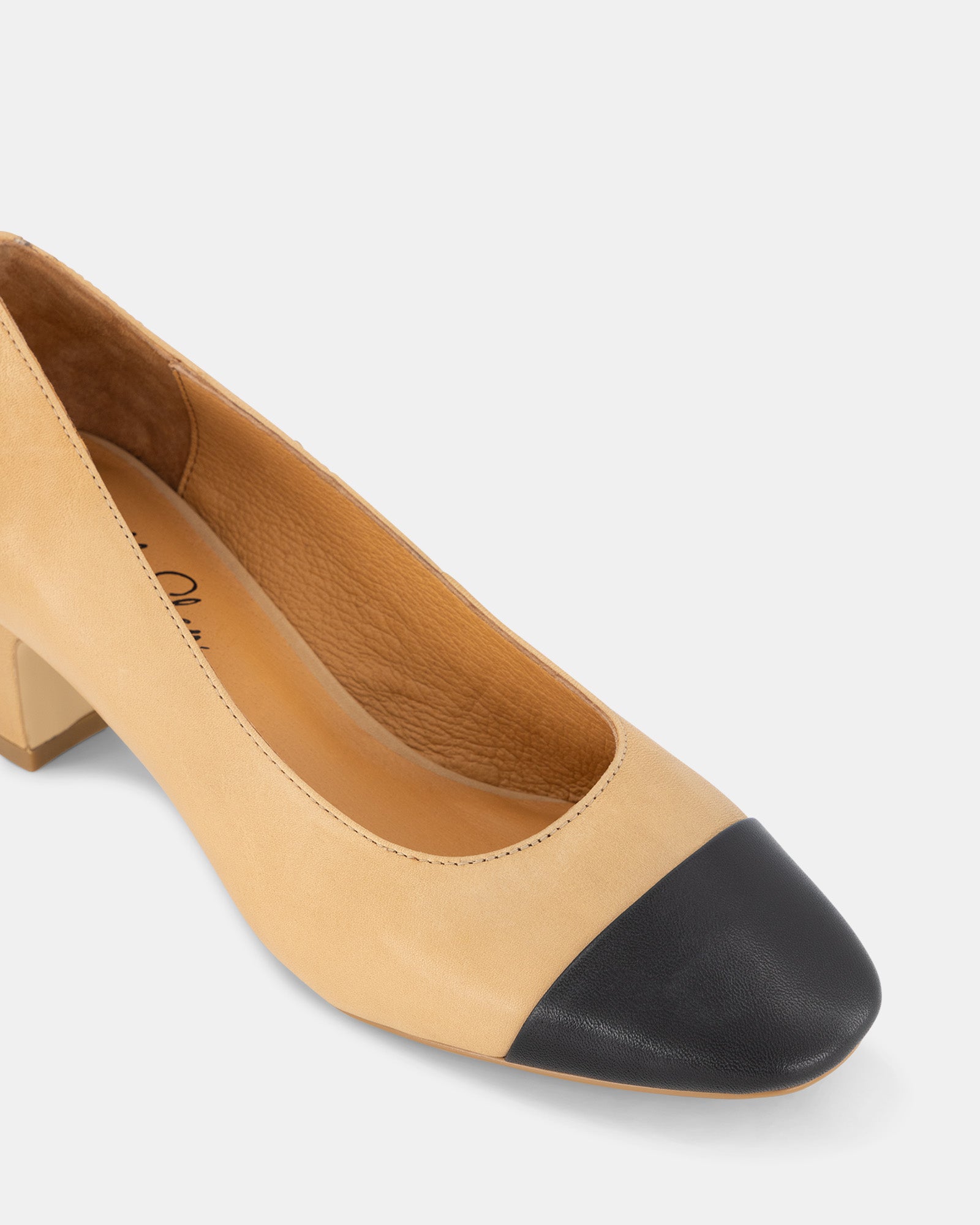 Mavis Tan and Black Leather Pump