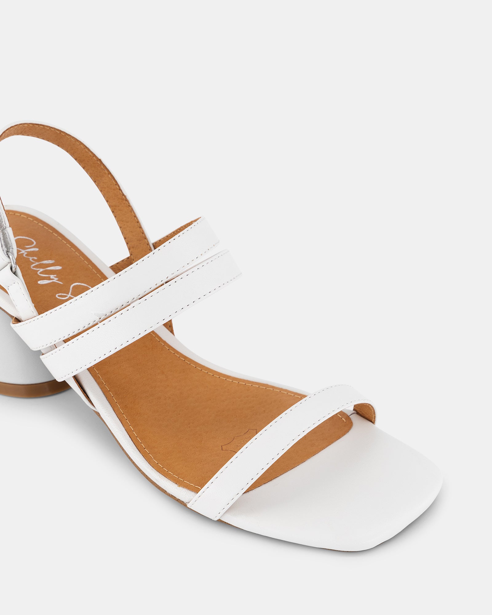 Mickey White Leather Sandal
