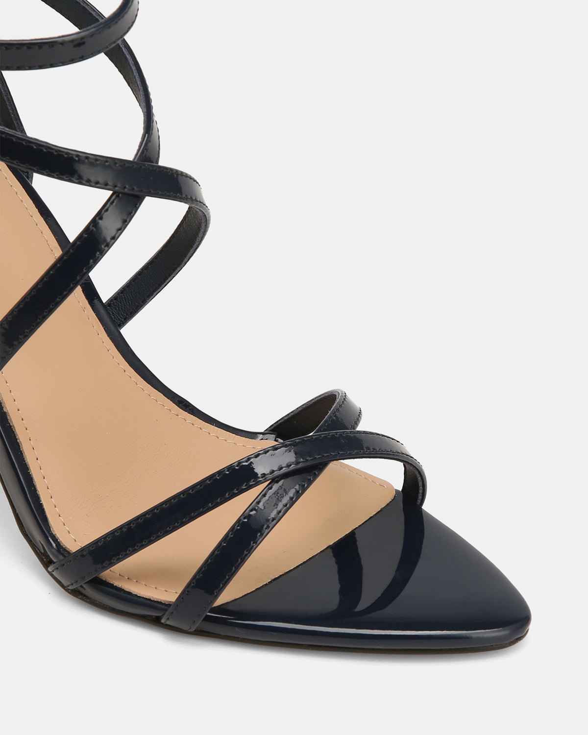 SYNTHIA HIGH SANDALS NAVY PATENT LEATHER