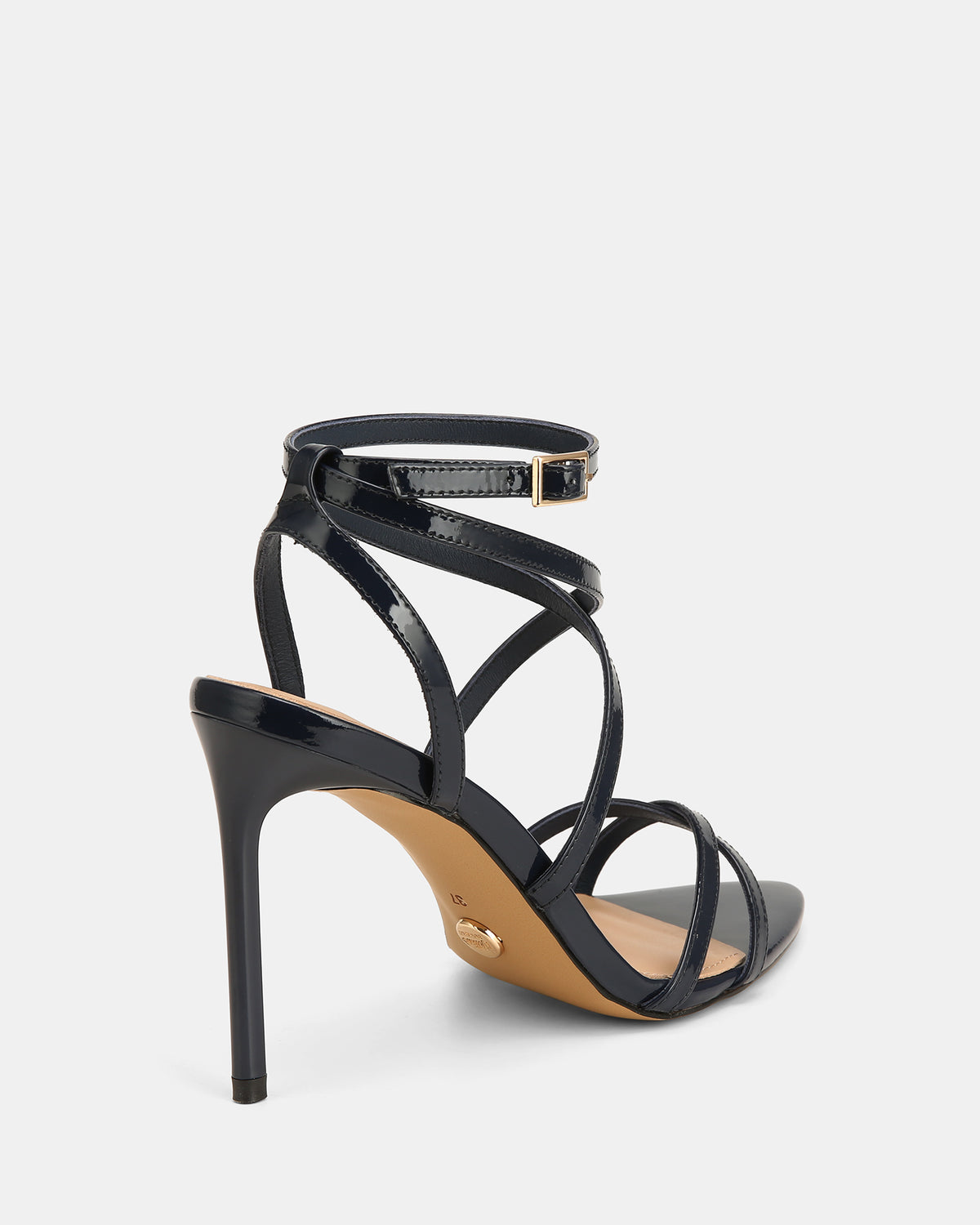 SYNTHIA HIGH SANDALS NAVY PATENT LEATHER
