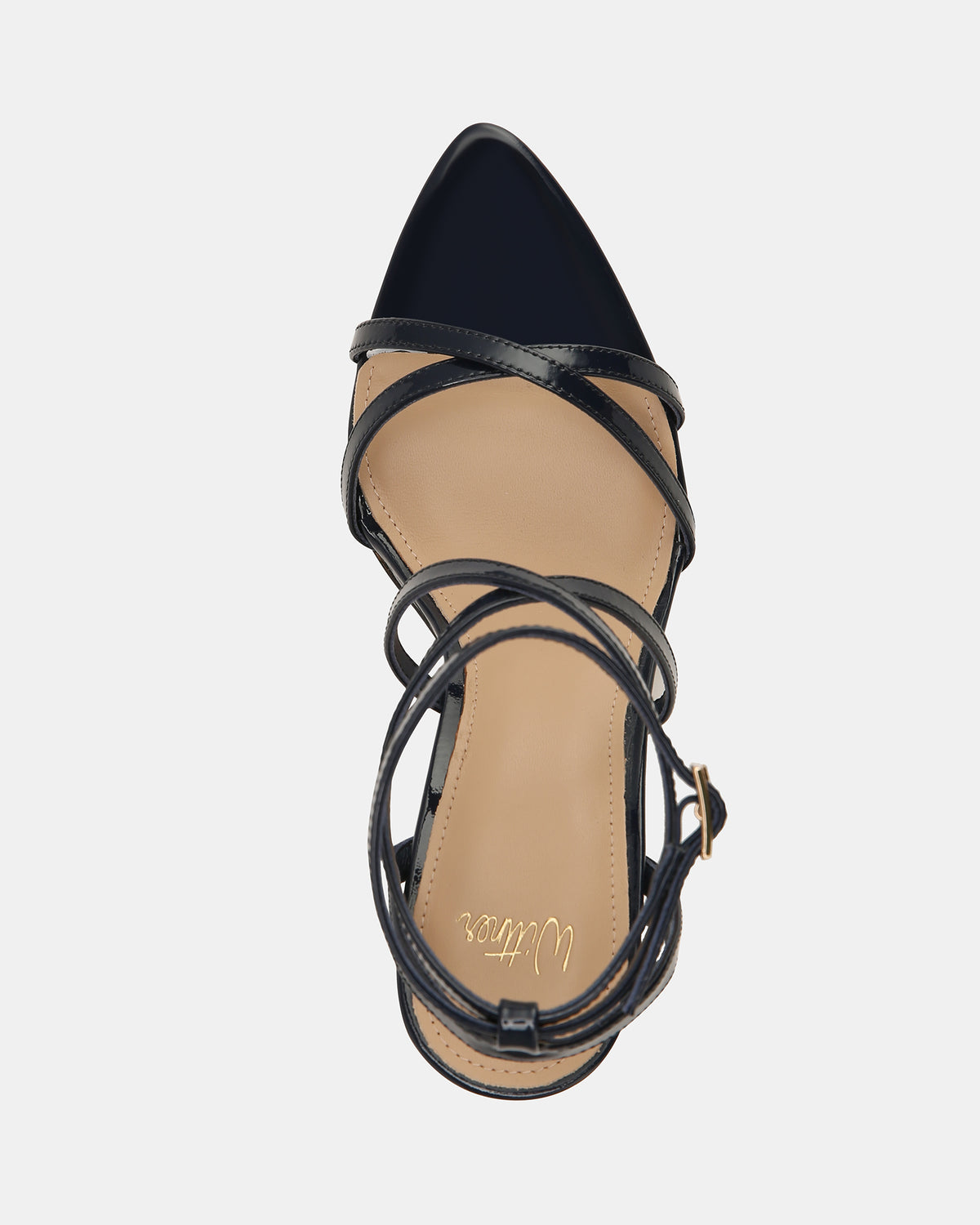 SYNTHIA HIGH SANDALS NAVY PATENT LEATHER
