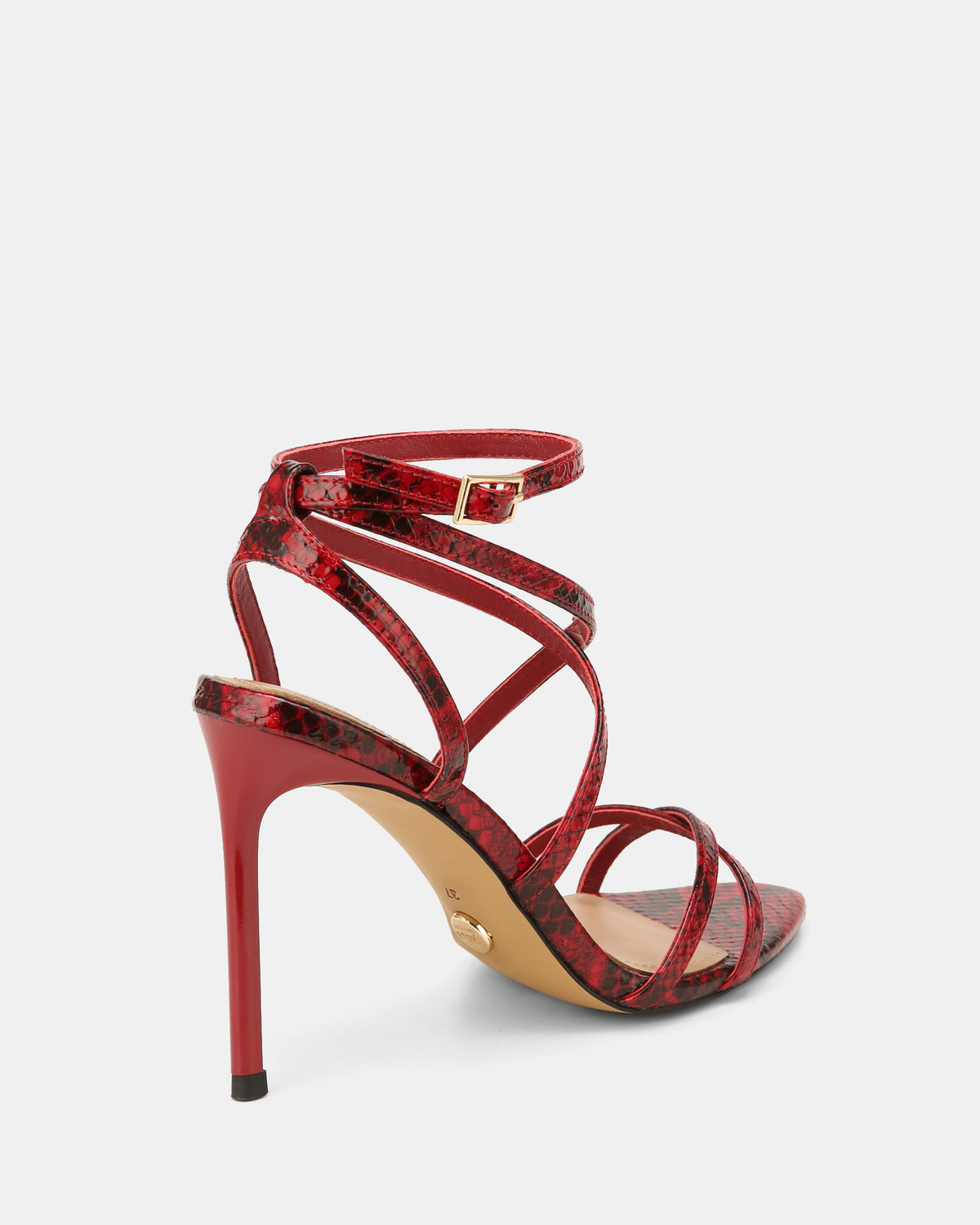 SYNTHIA HIGH SANDALS RED SNAKE LEATHER