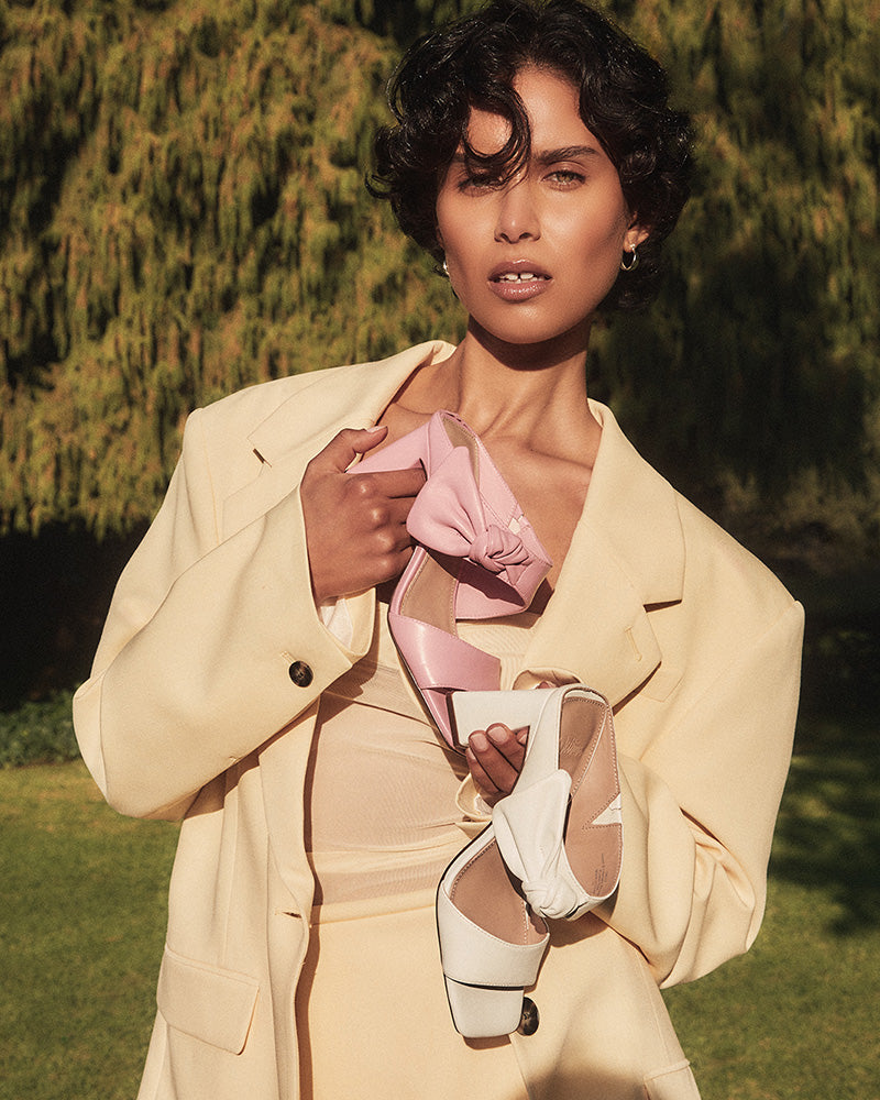 Sally Optic White Leather Mule