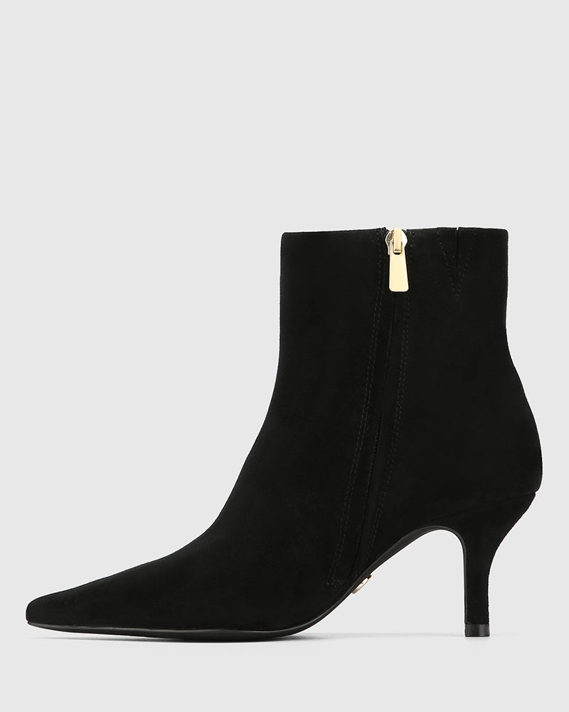 Tadita Black Suede Leather Ankle Boot