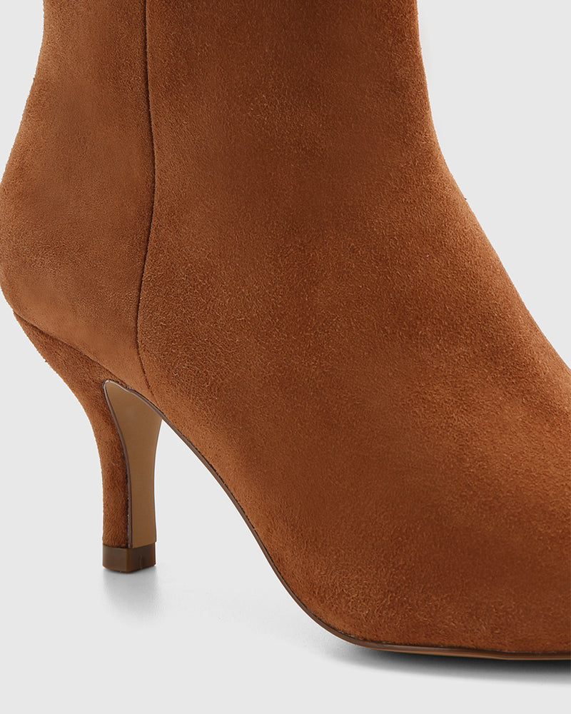 Tadita Havana Tan Suede Leather Ankle Boot