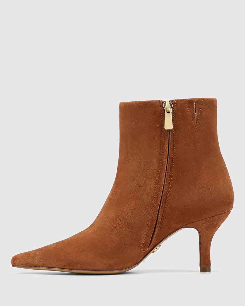 Tadita Havana Tan Suede Leather Ankle Boot