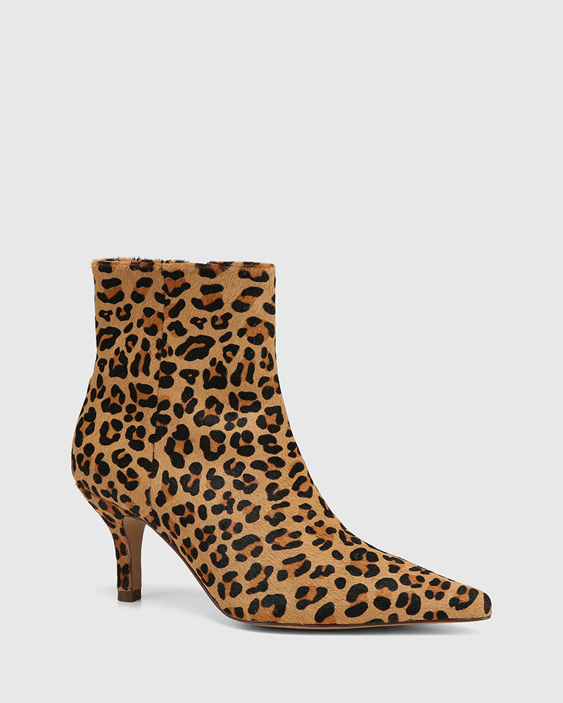 Tadita Sand Leopard Print Hair On Leather Ankle Boot