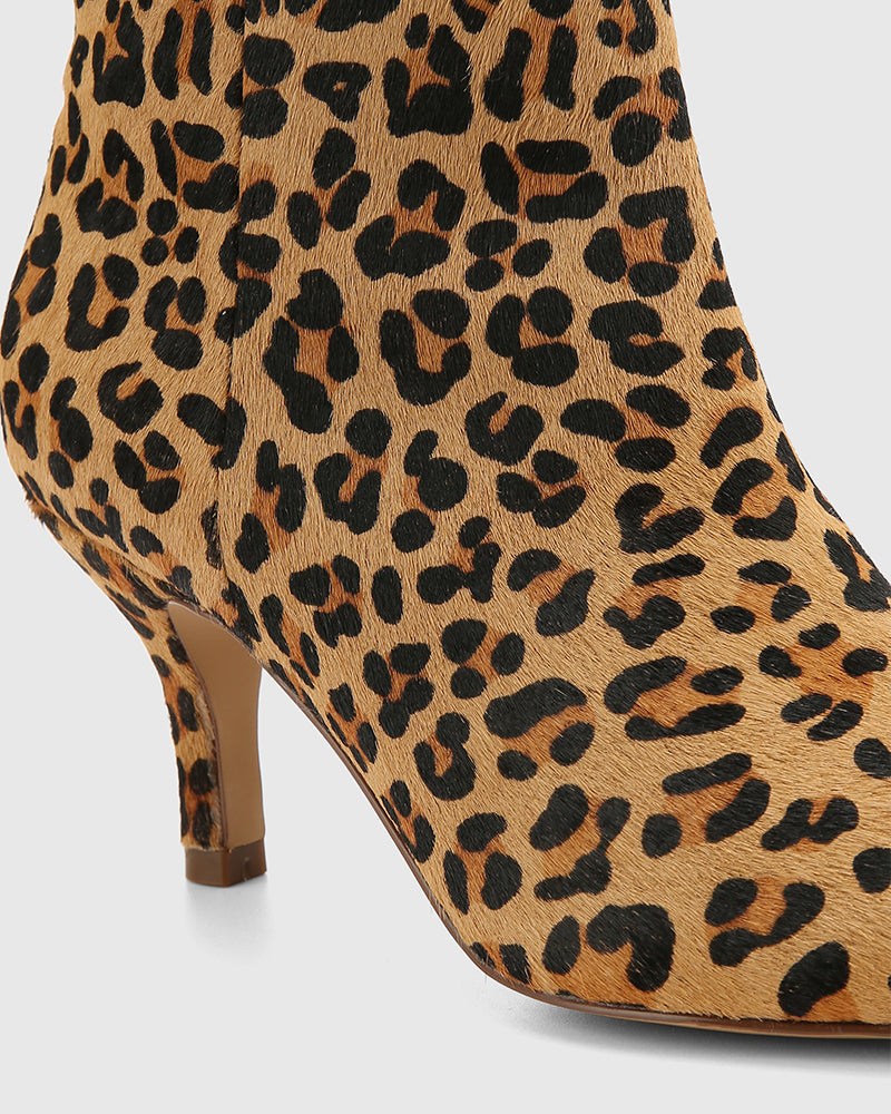 Tadita Sand Leopard Print Hair On Leather Ankle Boot