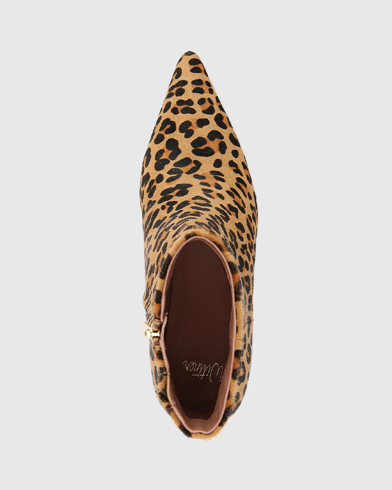 Tadita Sand Leopard Print Hair On Leather Ankle Boot