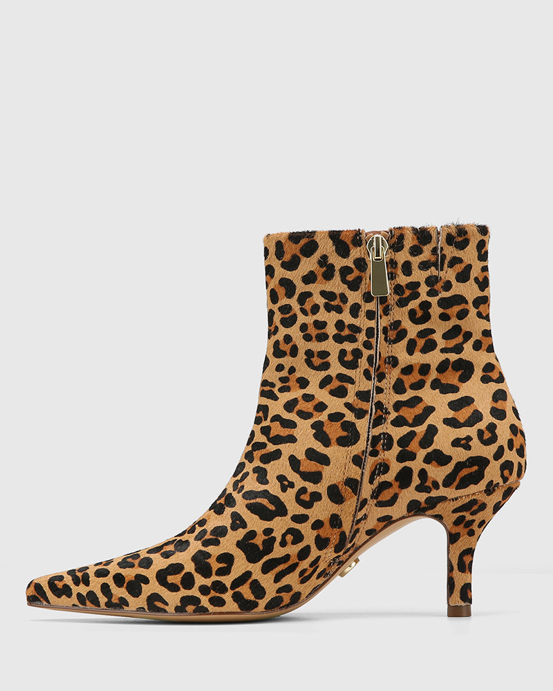 Tadita Sand Leopard Print Hair On Leather Ankle Boot