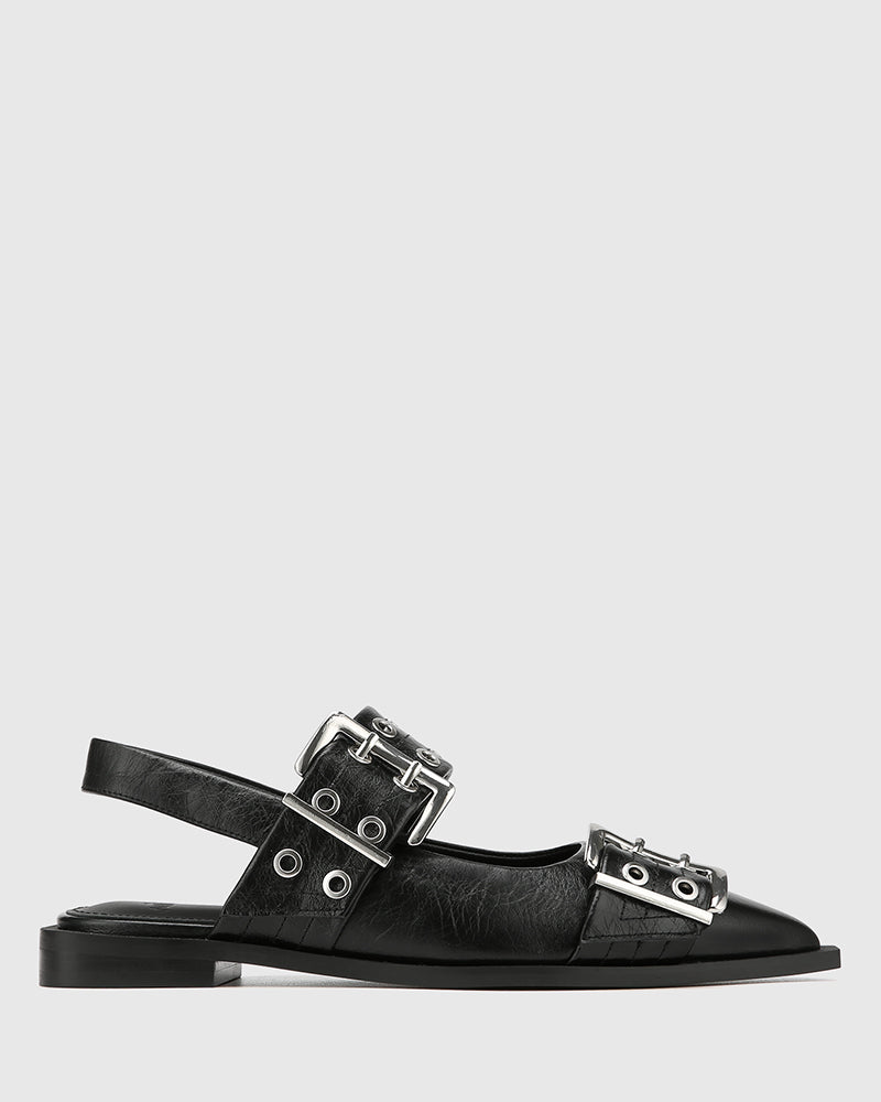 Daxton Black Leather Slingback