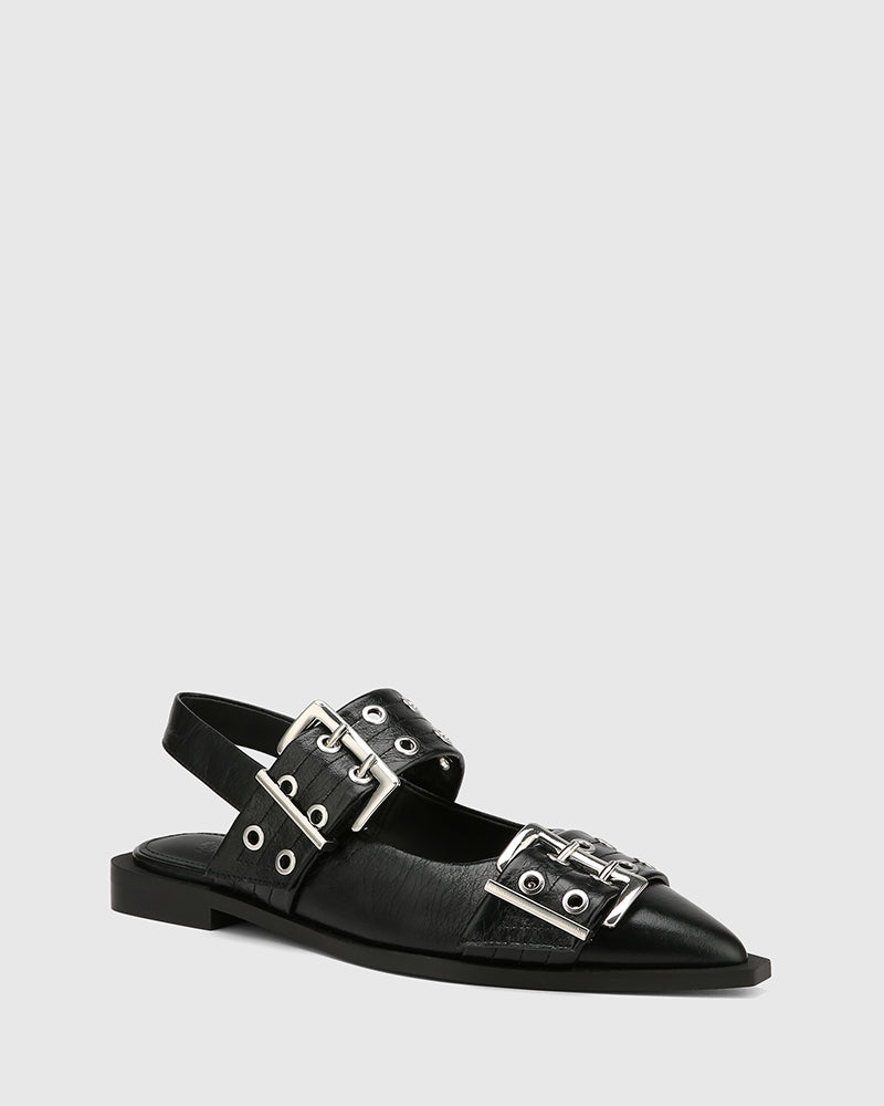 Daxton Black Leather Slingback