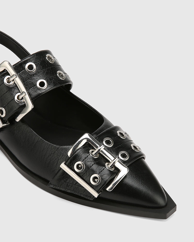 Daxton Black Leather Slingback
