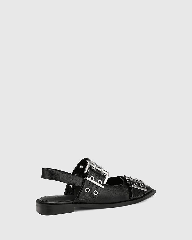 Daxton Black Leather Slingback