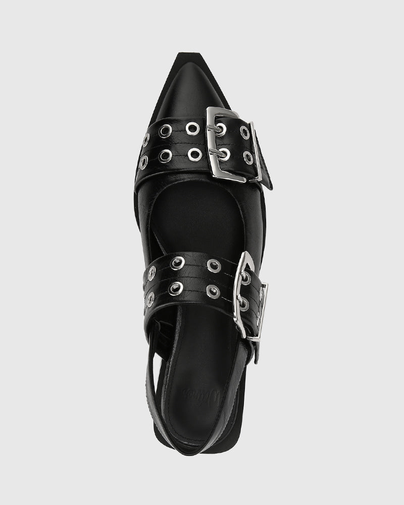 Daxton Black Leather Slingback